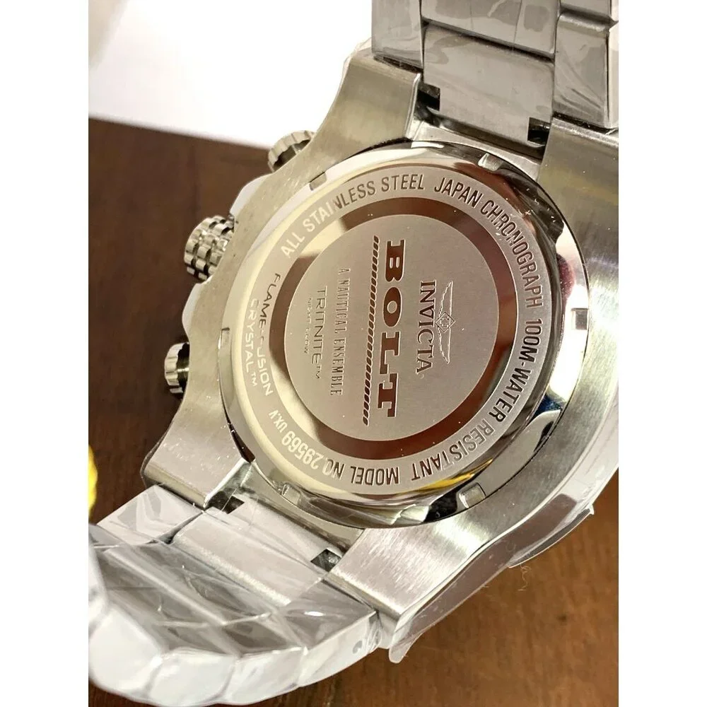 Invicta Men's Watch 29569 Bolt Quartz Chronograph Silver Black Stainless Steel